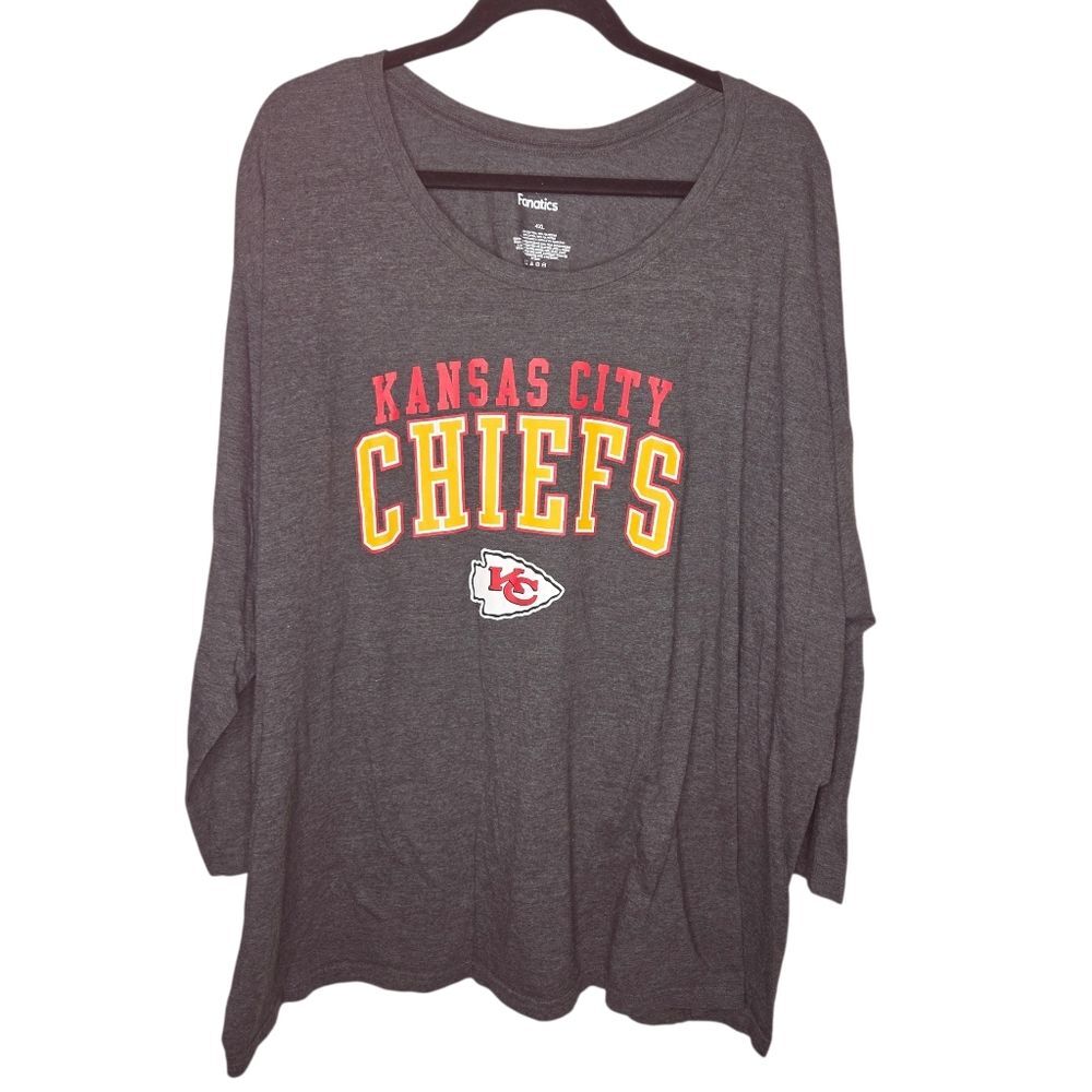 Fanatics Men's NFL Kansas City Chiefs Gray Long-Sleeve Shirt Top, Size 4XL